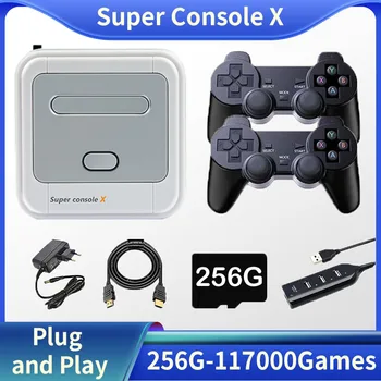 Конзола Console Super X за игри за PSP/PS1/N64, съвместима с WiFi 4K, HDMI, 50 + емулатор за 110 000 + игри, ретро ТВ-бокс