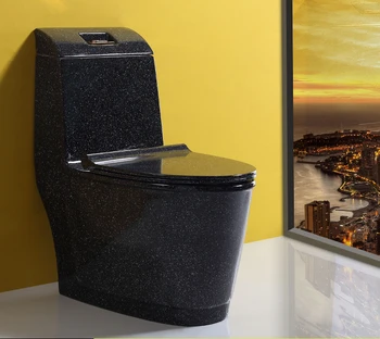 Креативен тоалетна с шарките от черен камък, супер голямо парче дезодорант, керамични цвят, индивидуални спестявания тоалетна вода