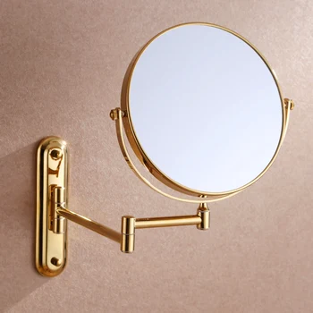 Луксозно златното 3x 1x лупа, стенно огледало за грим 8-инчов двустранно выдвижное огледало за баня, козметично огледало