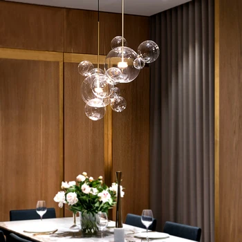 Модерна led подвесная лампа Мики, прозрачен стъклен балон лампа за дневна, спални, ресторант, бар, декориране на дома, подвесная лампа