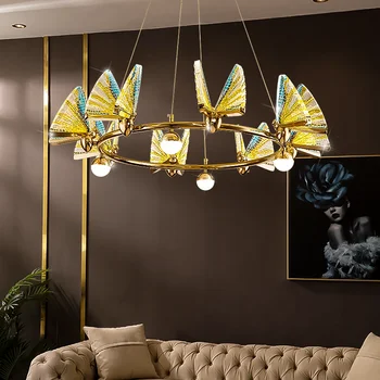 Модерна луксозна спалня, акрилна полилей-пеперуда, скандинавски просто творческа led осветление за всекидневната, Ресторант