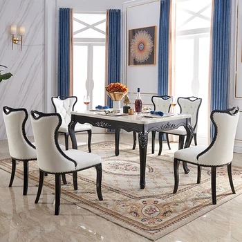 Модерна маса за хранене в центъра, на страничната тераса, луксозна маса за хранене в скандинавски стил, комплекти, столове, кухненски остров, Mesa Comedor Мебели за дома