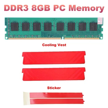 Модул PC памет DDR3 е 8 GB RAM + охлаждащ жилетка PC3-10600 1333 Mhz DIMM-ове за десктоп памет Ram за AMD