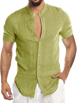 Мъжки бельо риза с копчета и къс ръкав, блуза за лятна ежедневието