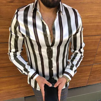 Мъжки Ежедневни Шарени Текстурирани Риза с дълги ръкави 2023