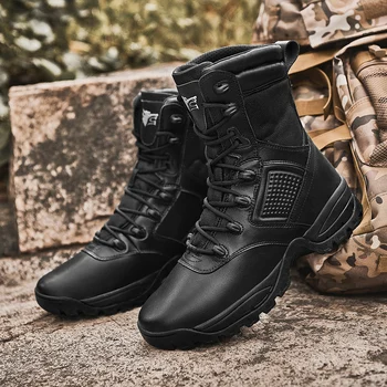 Мъжки тактически военни обувки удрям армейските обувки за бой в пустинята туристически обувки черни ботуши за катерене Работна безопасна обувки