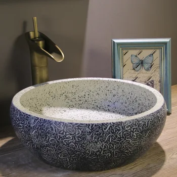 Настолна мивка от керамика Цзиндэчжэнь, китайски творчески мивка, мивка за домашна баня в ретро стил