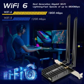 Нова Мрежова Карта EDUP Wifi6 PCIE 1800 Mbps WiFi Адаптер 2,4 Ghz И 5 Ghz Bluetooth 5,2 Безжична Мрежова карта PCIe За Win10 11