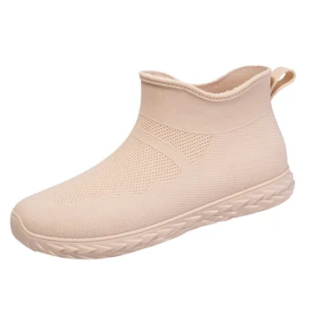 Нови дамски нескользящие непромокаеми обувки, Непромокаеми Дамски Непромокаеми ботуши от PVC, Водоустойчиви обувки, Ежедневни обувки за Щиколотку, Гумени ботуши