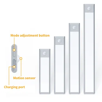 Новият стенен лампа USB зареждане с дълъг магнитен усвояването на кухненски шкаф вино кабинет Индукционный шкаф за човешкото тяло Лампа нощна светлина
