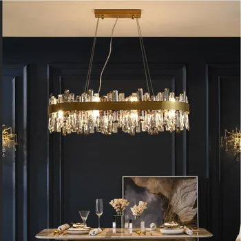 Осветителни тела Led окачен лампа Модерни Правоъгълни кристални полилеи прости на острова декоративни дизайнерски творчески в хола
