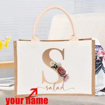 Персонализирани потребителски подаръци за шаферките, плажна чанта от зебло, козметични чанти за младоженци, подаръци за моминско парти, джутовые чанти