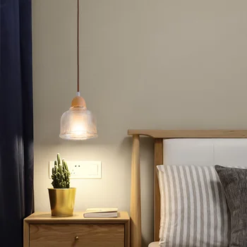 Полилеи от обикновено дърво и стъкло, нова модерна led подвесная лампа E27 за дневна, кабинет, спалня, прикроватной нощни шкафчета, апартамент, таванско помещение, вътрешно осветление