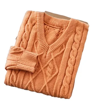 Пуловер памук с ниски ръкав, мъжки ежедневни обикновена основни пуловери, плетени калъф пуловери, мъжки нов зимен качествен мъжки пуловер D79