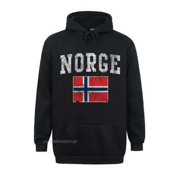 Ретро флаг Норвегия, норвежки риза с дълъг ръкав, семейни памучни мъжки блузи с дълъг ръкав по поръчка, с високо качество качулки S