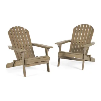 Сгъваем дървен стол Morgan Adirondack, комплект от 2 теми, сив