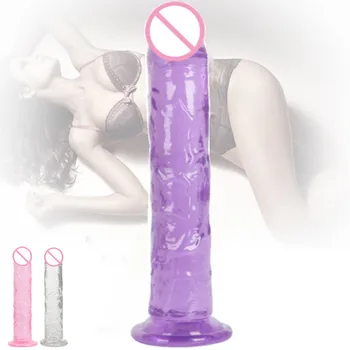 Секс-играчка, секси реалистичен вибратор с вендузата, анален женски мастурбатор, секс-играчки, кристална вибратор, вибратори за жени, анален накрайник
