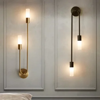Скандинавски led монтиран на стената лампа златен цвят за интериор, тоалетка, стенни лампи с дълга ивица, скандинавски лампа за всекидневна, кухня, антре, спалня