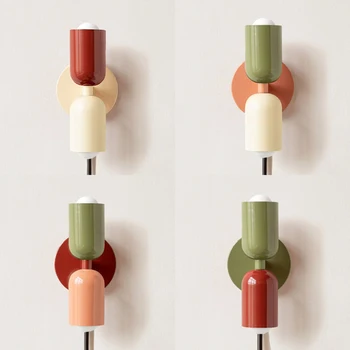 Скандинавски led монтиран на стената лампа в минималистичном стил Macaron с штепсельной вилица декоративна лампа за спални, прикроватной нощни шкафчета, всекидневна, кабинет, кафе-бар, домашно осветление