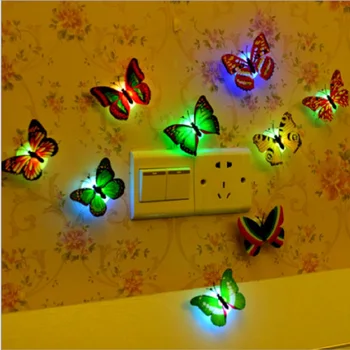 Сладък led лека нощ, цветна лампа-пеперуда, светещото, което променя цвета си, украса за помещението, монтиран на стената лампа, лампа за двора, подарък за деца, за дома