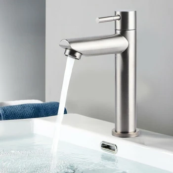 Смесител за баня от неръждаема стомана 304 Смесители за басейн със студена вода, монтирани на бортике, смесител за кухненска мивка, аксесоари за баня