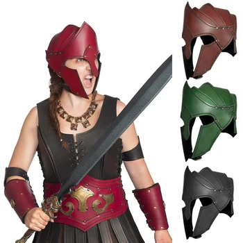 Средновековна маска за cosplay в Ренесансов стил, ретро скандинавски викинг, ездач на дракони, каска войн-елф, кожена каска, костюм за Хелоуин