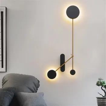 Стенен лампа Schwarz минималистичен отточна тръба на шарнирна връзка, лампа за дома, Кръгла лампа за Дневна, Регулируема Черна лампа за четене в спалнята на тавана