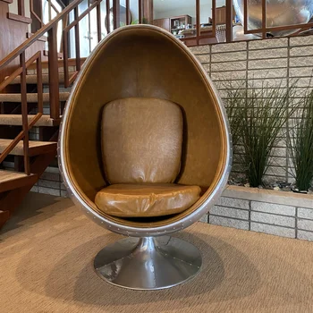 Стол за къщата, на стол с яйцеобразным топка, дизайнерски стол-диван за един човек, мързелив въртящо се кресло, алуминиев кожена върба нокти, въздух за почивка
