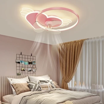 Творчески подаръци Желязо мед механизъм супер Тих вятър Розово led вентилатор на тавана за детска спалня тавана вентилатор с led подсветка