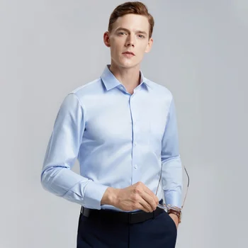 Течен амоняк против бръчки, мъжка риза от 100% памук, дълъг ръкав, приталенная риза с дълъг ръкав за мъже, бяла работна риза за мъже