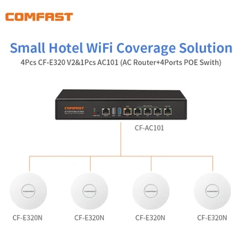 Хотел Безшевни Роуминг Wifi Комплект 1 Gigabit ethernet Контролер баланс на натоварването ac 4 Порта Poe Wan Рутер + 4шт 300 Mbit/с Точка за достъп Wi-Fi AP